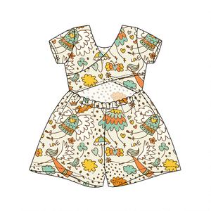 Combinaison courte à manches courtes pour petites filles, design à encolure croisée, découpe au dos, combinaison décontractée d'été pour tout-petits, combinaison douce pour enfants - Product Image 5