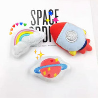 Patchs décoratifs en coton à coudre, motifs mignons de dessins animés (astronaute, planète, fusée), pour vêtements de filles, sacs, chapeaux et accessoires DIY