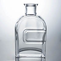 Bouteille à spiritueux en verre dépoli transparent de haute qualité, forme fiole encastrée, 70 cl, fond lourd, pour emballage de whisky avec bouchon