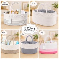 Panier de rangement en corde de coton avec logo couleur personnalisé, OEM ODM, sac fourre-tout tissé à la main avec séparateur amovible pour bébé, usage multifonctionnel