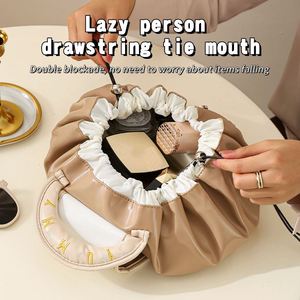 Ladies Travel Portable Pouch Pu Leather Waterproof <b>Makeup</b> <b>Bag</b> <b>Drawstring</b> Cosmetic <b>Bags</b> - Product Image 5