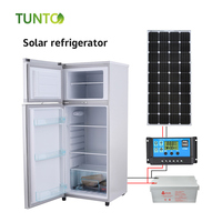Réfrigérateur solaire compact 12V/24VDC 150L 166L 220L 280L à économie d'énergie avec congélateur supérieur pour la maison, la cabine et l'utilisation hors réseau