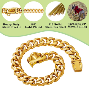 Juego de Placas de Identificación Personalizadas de Lujo para Perros, con Diseño a Cuadros, Collar American Pitbull Cuban Link, Cierre de Hebilla, Acero Inoxidable, Oro Rosa - Product Image 2