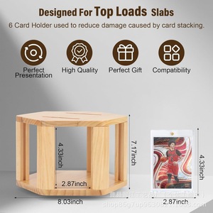 Wooden card display stand, <b>rotating</b> sports card <b>storage</b> box, desktop hexagonal card creative collection <b>rack</b> ornament. - Product Image 5