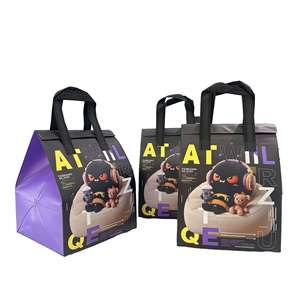 Promotional Custom Printed Non Woven Cooler Bag Thermal Insulated Foldable Cartoon Pattern Reusable Grocery Tote Aluminum Foil - Product Image 1