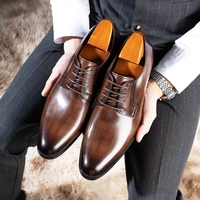 Nouvelles Chaussures Habillées de Luxe pour Hommes en Cuir Véritable Respirantes à Lacets et Bout Fermé – Style Exquis pour l'Été, l'Automne et l'Hiver