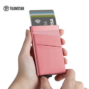 TILONSTAR TVC104 Minimalist Aluminum Card Holder With Wallet Stretchy Pocket Clip Business Credit Card Holder Wallet Women - Product Image 5