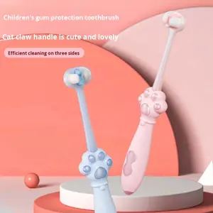 Spazzolino a Tre Lati a Forma di Zampa di Gatto con Setole Morbide e Tre Testine per la Cura dei Denti dei Bambini dai 6 ai 12 Anni, Vendita all'Ingrosso per Studenti - Product Image 2