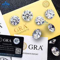 Piedra de diamante sintético de corte redondo brillante al por mayor, moissanita suelta de claridad VVS de 3mm para joyería de moda de lujo