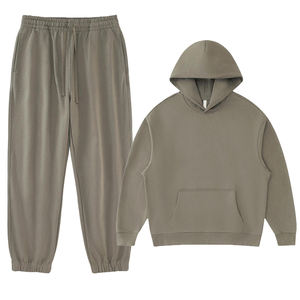 Großhandel Benutzerdefiniertes Logo Übergroßes French Terry Hoodie-Set 430gsm Jogger Freizeitoutfit 2-teiliger Herren Trainingsanzug Sweatpants Hoodie-Set - Product Image 5