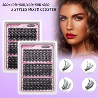300 Cils individuels en grappe, Courbure C/D 0.07D 10-18mm, Effet naturel, Faits à la main, Extensions de cils DIY effet volume et effet plumeux
