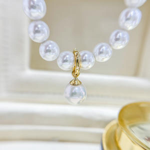 Pendentif en argent S925 avec boucle édition légère, perles plates de 10 à 15 mm, support vide pour colliers de perles DIY, accessoire 31121 - Product Image 1