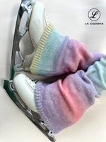 LA CICOGNA Vêtements de ballet pour filles, couvre-jambes en peluche dégradé couleur bonbon avec strass, couvre-chaussures chauds et tendance