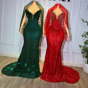 Vestidos de fiesta de lujo con cuentas de cristal estilo Aso Ebi, <span class=keywords><strong>vestido</strong></span> de noche de sirena sin tirantes con cuentas, vestidos para bodas y fiestas para mujeres - Product Image 2