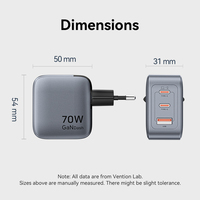 Chargeur USB multi-ports Vention, chargeur GaN, chargeur de téléphone, charge rapide, chargeur USB-C pour ordinateur portable