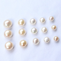Perles de culture d'eau douce naturelles Aurora rose et blanches, demi-percées, plates et rondes, 5-10 mm, en vrac, pour la fabrication de bijoux, vente en gros