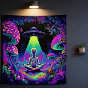 Tapiz UV, Tapiz <span class=keywords><strong>de</strong></span> Pared, Decoración UV, Telones <span class=keywords><strong>de</strong></span> Fondo Psicodélicos, Decoración para Fiestas o Habitaciones - Product Image 1