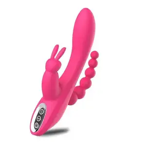 Vibromasseur de stimulation à trois points Triple Heads Rabbit Anal Beads Vibromasseur Multi Play Ergonomique 7 Modes de Vibration Prostate Vibrato