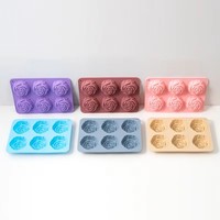 Moule en silicone à 6 cavités en forme de rose pour gâteaux, biscuits, savons, bonbons, chocolat, gelée et glaçons