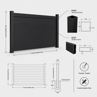 Clôture en aluminium 6063 noire horizontale moderne, sans creuser, panneaux de clôture pour l'intimité du jardin