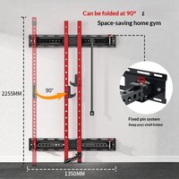 Rack de musculation pliable en acier mural pour squats, presse à banc, power cage, entraînement de tractions, bancs réglables à 90 degrés