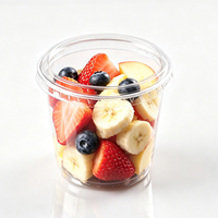 Gobelet jetable en plastique PET transparent à paroi simple, prêt à l'emploi, capacité 24 oz, avec couvercle plat, qualité alimentaire, pour fruits, desserts, yaourts, salades