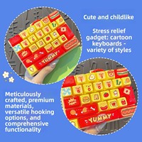 Porte-clés anti-stress à tapoter, style gourmet, thème burger et hot-dog, avec clavier 26 touches en plastique, accessoire de sac pour couple, jouet