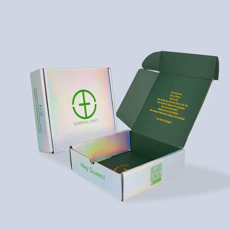 Удивительные серебряные картонные бумажные коробки с косметическим логотипом роскошные подарочные почтовые коробки с напечатанными гофрированными упаковочными коробками