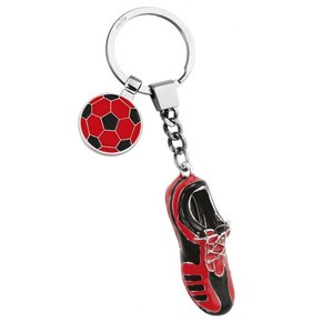 Llavero de Zapato de Fútbol Rojo y Negro con Colgante de Balón de Fútbol, Diseño Deportivo - Product Image 1