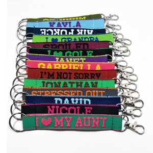 Factory Supplier Promotional Keychains & Carabiners with Woven Logo Lanyards
