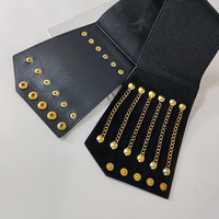 Fantastique Super largeur Surface en velours Multi chaînes décoration femmes amincissantes grande taille ceinture élastique