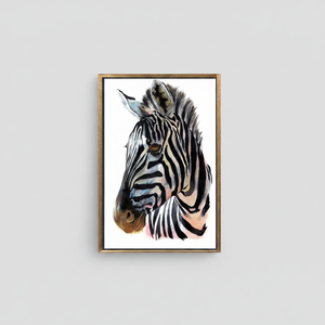Elegant Abstract Zebra Print <b>Canvas</b> - Modern Bohemian <b>Wall</b> Art,GOLD FRAMED <b>CANVAS</b> - Product Image 2