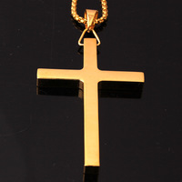 2026D003 bijoux pour hommes européens américains Style Simple 9*4.9CM acier inoxydable grande croix pendentif plaqué or collier de mode