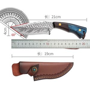 New handmade hammered outdoor knife, suitable for <b>camping</b>, barbecue, and meat cooking; genuine emergency knife; also suitable - Product Image 4