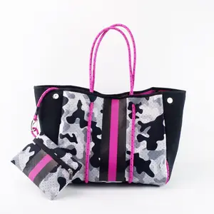 En çok satan yüksek kalite moda delikli neopren Tote çanta birçok farklı renk ile kadınlar için