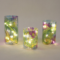 Ensemble de décoration de table de fête lumineuse pour la maison de 3 lanternes de table en verre cylindrique LED avec télécommande