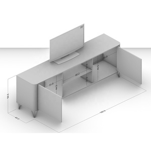 Mueble para TV de 2 Puertas Estilo Moderno CARTAGENA, Madera para Sala de Estar, Aglomerado, Color Legno Salinas/Blanco, Diseño Brasileño, Fácil de Ensamblar - Product Image 5
