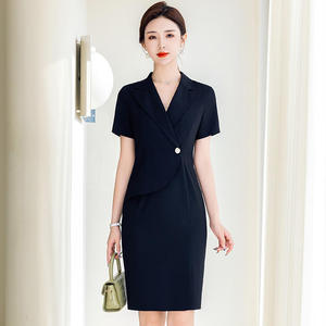 Vestido de Noche Formal Profesional para Mujer, Estilo Recto, Largo a Media Pantorrilla, con Botones Decorativos, Ideal para Joyerías, Estilo Diosa de Verano - Product Image 6