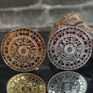 Set di 12 monete della costellazione dello zodiaco-monete da collezione placcate in oro, regalo di astrologia di arte astratta per uomini e donne di nuovo arrivo - Product Image 4
