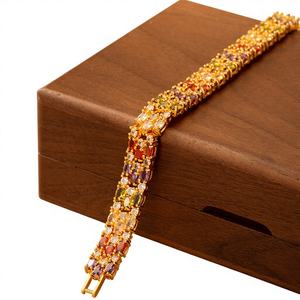 Bracelet pour femme en or 18 carats plaqué couleur or, triple rangée de zircons marquise, <span class=keywords><strong>bijoux</strong></span> pour femme, vente chaude, luxe léger - Product Image 4