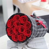 Lot de 11 boîtes de roses éternelles rouges de luxe en gros pour la Fête des Mères, la Saint-Valentin, la remise des diplômes et Noël