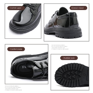 Chaussures formelles pour garçons printemps automne été chaussures habillées en cuir de vachette véritable noir style britannique pour les élèves du primaire - Product Image 4