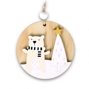 Adornos Navideños de Madera con Forma de Santa Claus Hechos a Mano, Decoraciones Navideñas Impresas en Serigrafía para Árbol de Navidad, Piezas de Madera para Manualidades - Product Image 1