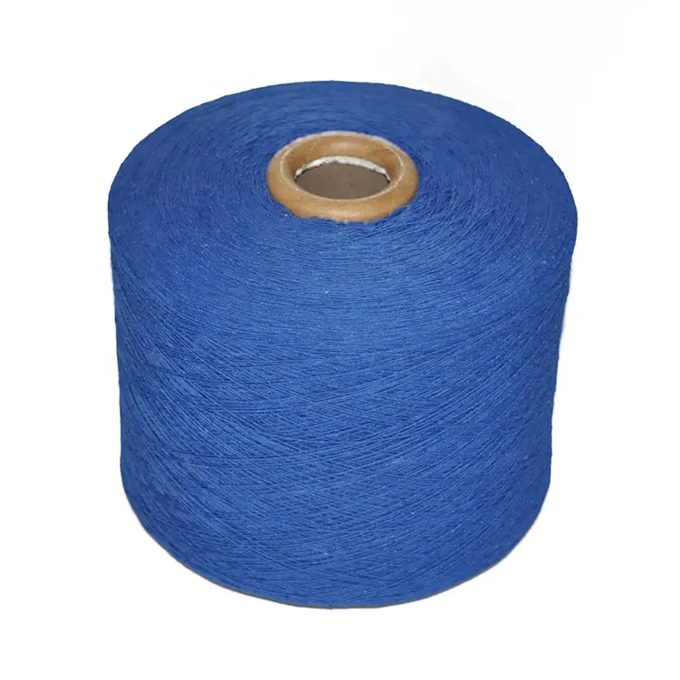mops cleaning yarn wholesale Ne5s Blue Open End Polyester Blended Cotton recycle flat Mop Yarn in Roll Wrap