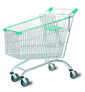 Chariot de courses en acier galvanisé durable avec roues en PU de 4 pouces pour supermarchés et entrepôts, vente en gros et au détail - Product Image 3