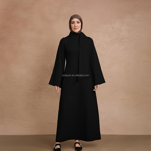 Abaya invernale cappotti con tasche modeste di lana di spessore caldo aperto abbigliamento islamico semplice Ramadan Eid donne turche musulmano Abaya - Product Image 1