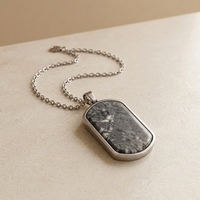 Collier de luxe pour homme en acier inoxydable 316L avec pendentif en pierre naturelle incrustée, chaîne en marbre, bijoux, fabrication directe OEM