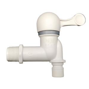 Classic White Single Hole Bathroom Sink Plastic Faucet <b>Wall</b> Mounted Bibcock Taps with Nozzle - Product Image 1