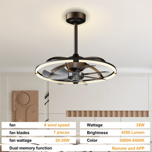 Modern LED <b>Ceiling</b> <b>Fan</b> with light <b>Remote</b> and APP <b>Control</b> Dimmable Light Reversible Dc motorfor Living Room Bedroom - Product Image 6