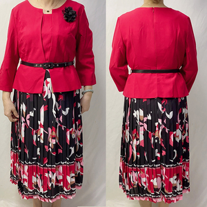 5XL / 6XL Pleated Dresses Church Women Dress Suits PLUS SIZE Dresses With Adjustable Belt - Product Image 5